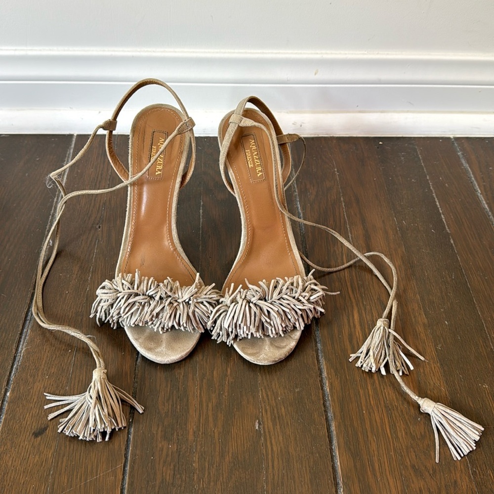 Aquazura suede tassel sandals
